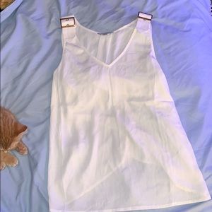 White Tank with Gold Shoulder Buckle